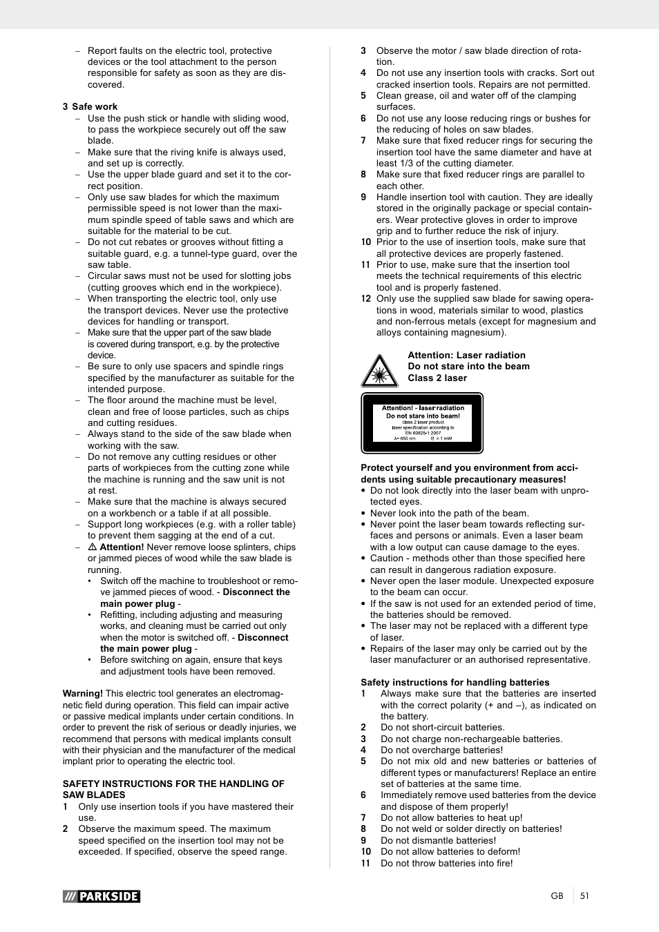 Parkside PTK 2000 A1 User Manual | Page 56 / 80