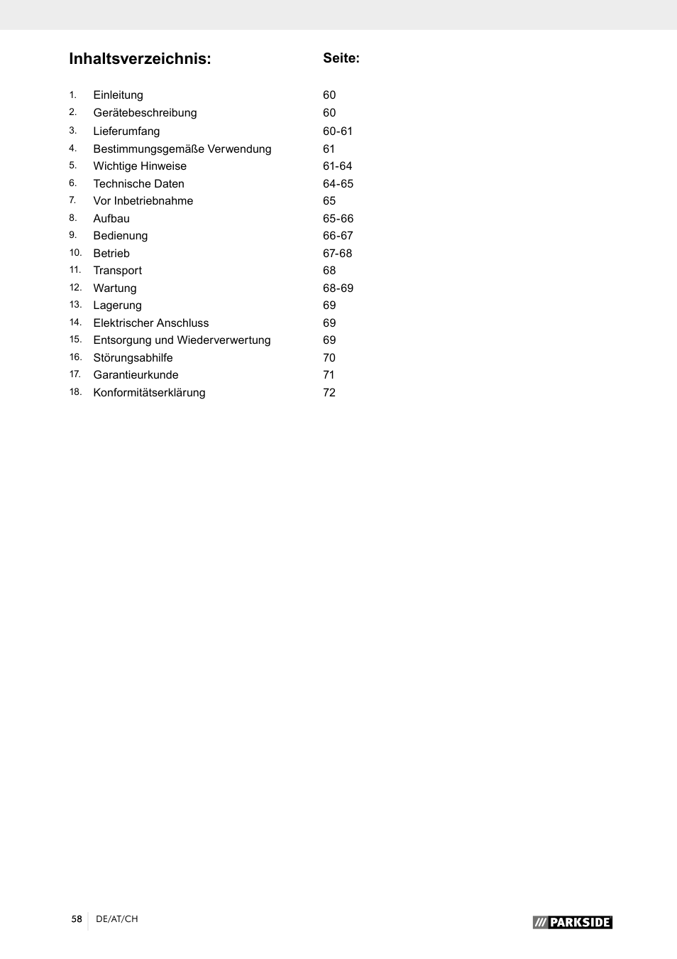 Parkside PTK 2000 A1 User Manual | Page 63 / 80