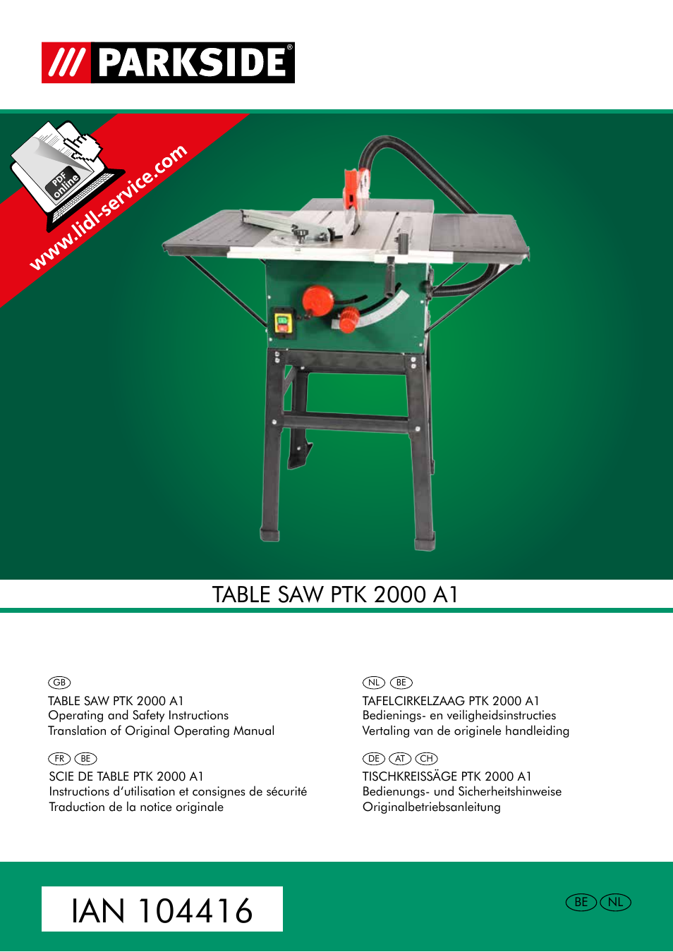 Parkside PTK 2000 A1 User Manual | 64 pages