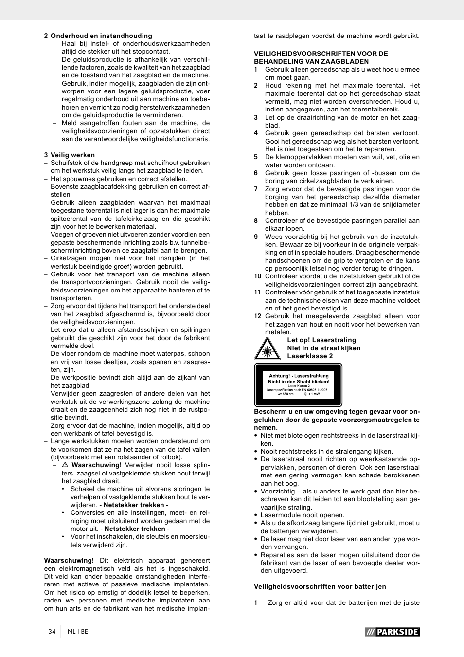 Parkside PTK 2000 A1 User Manual | Page 39 / 64