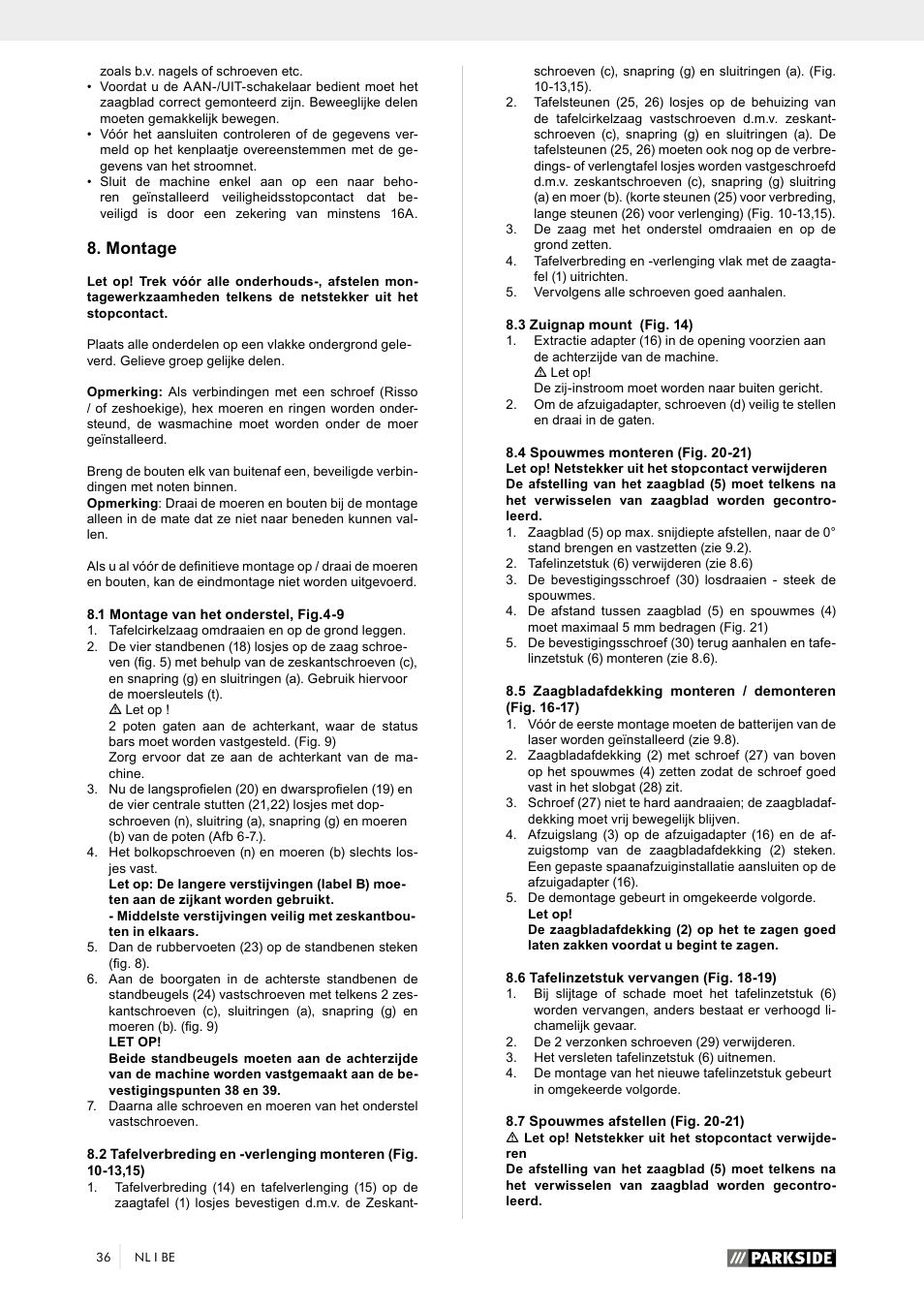 Montage | Parkside PTK 2000 A1 User Manual | Page 41 / 64