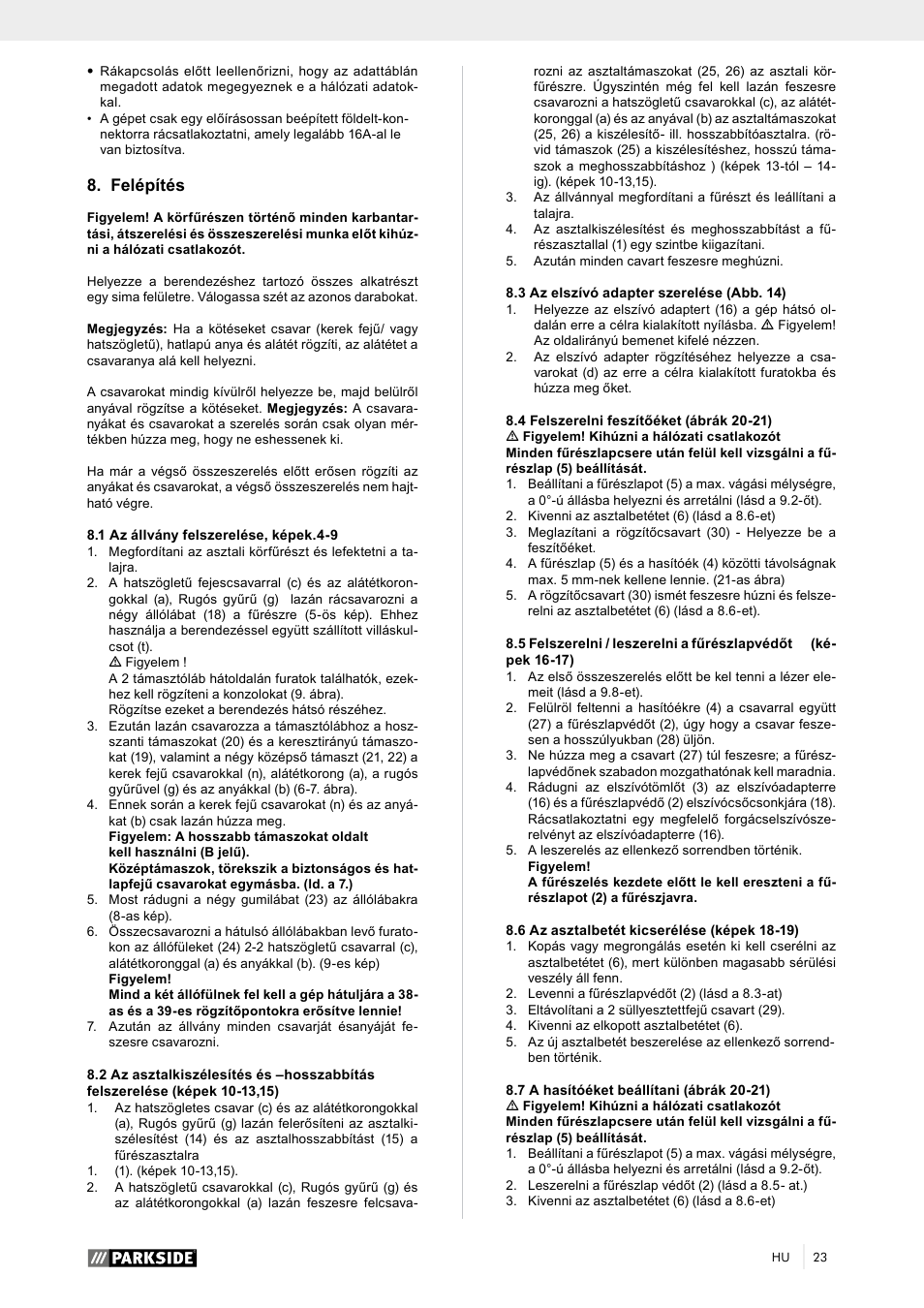 Felépítés | Parkside PTK 2000 A1 User Manual | Page 28 / 90