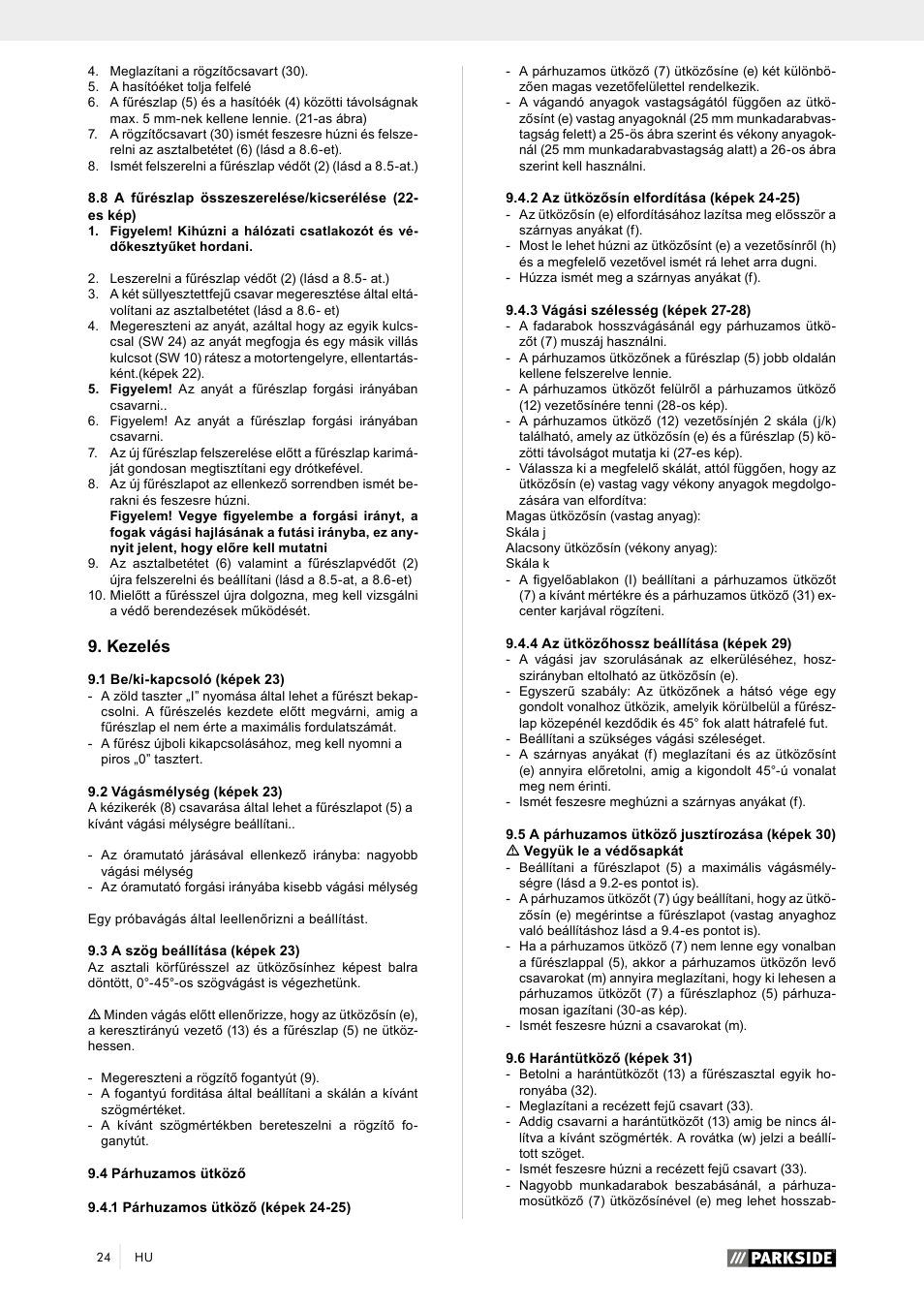 Kezelés | Parkside PTK 2000 A1 User Manual | Page 29 / 90