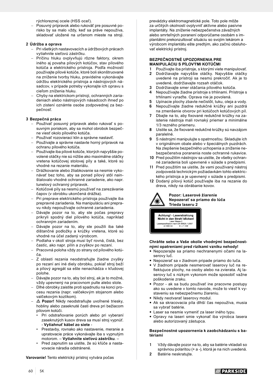 Parkside PTK 2000 A1 User Manual | Page 65 / 90