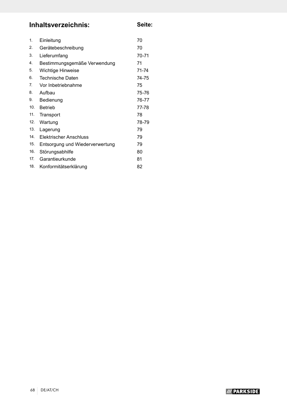 Parkside PTK 2000 A1 User Manual | Page 73 / 90