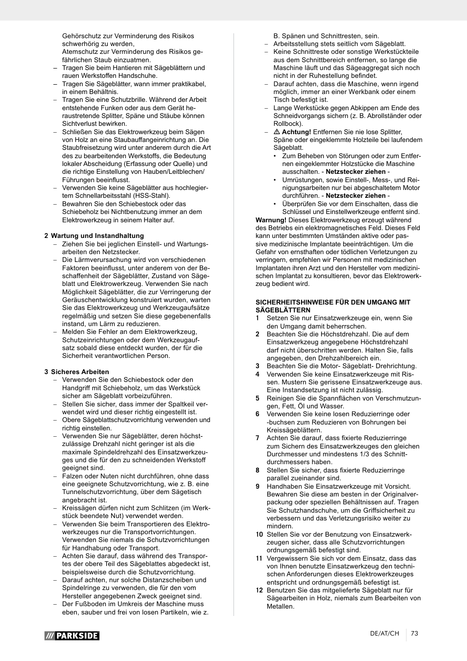 Parkside PTK 2000 A1 User Manual | Page 78 / 90