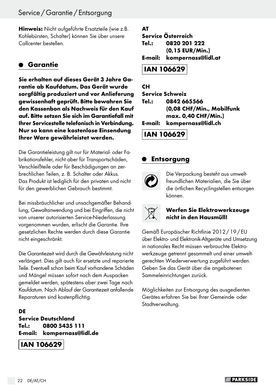 Parkside PFS 710 B1 User Manual | Page 22 / 33