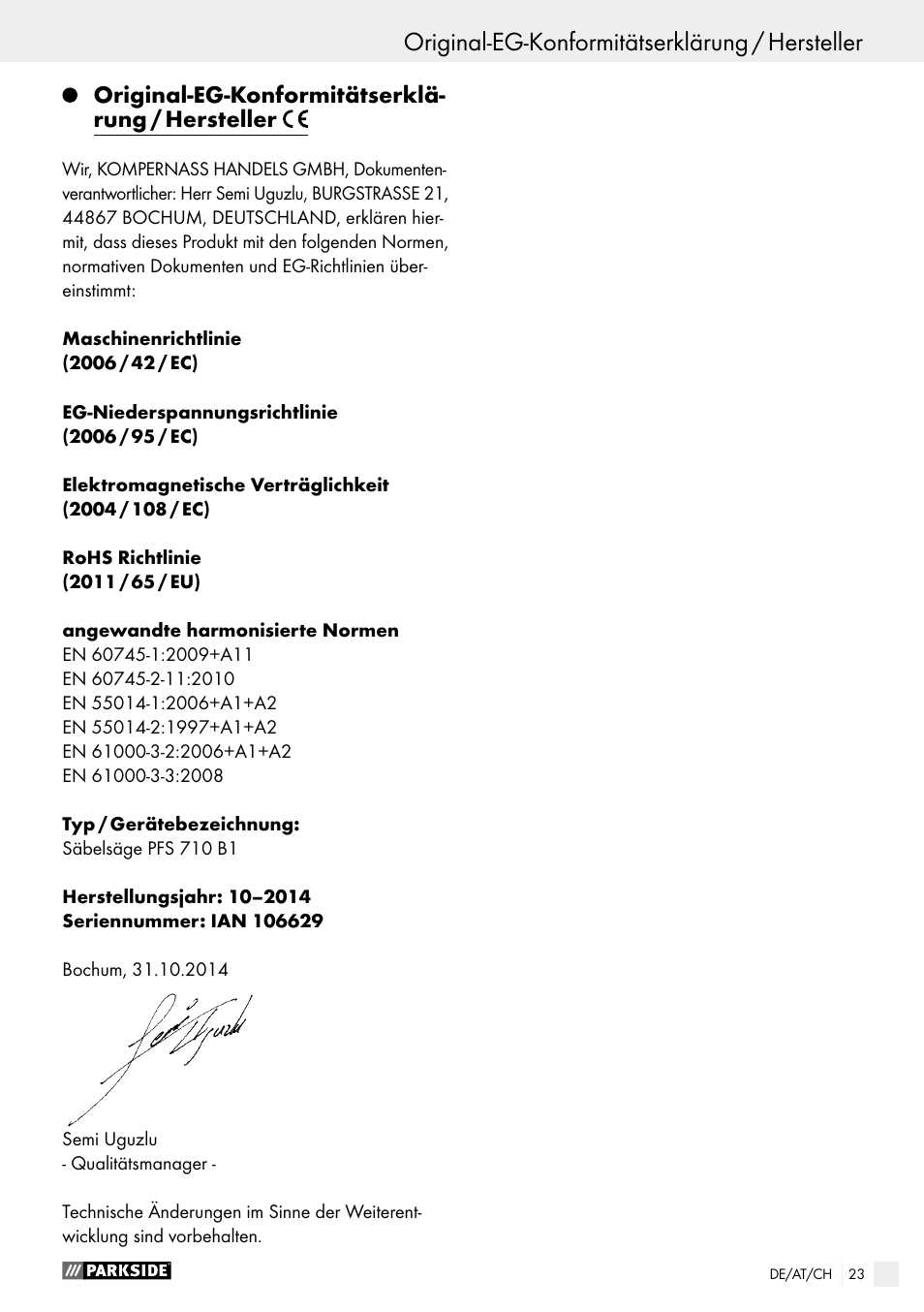 Parkside PFS 710 B1 User Manual | Page 23 / 33