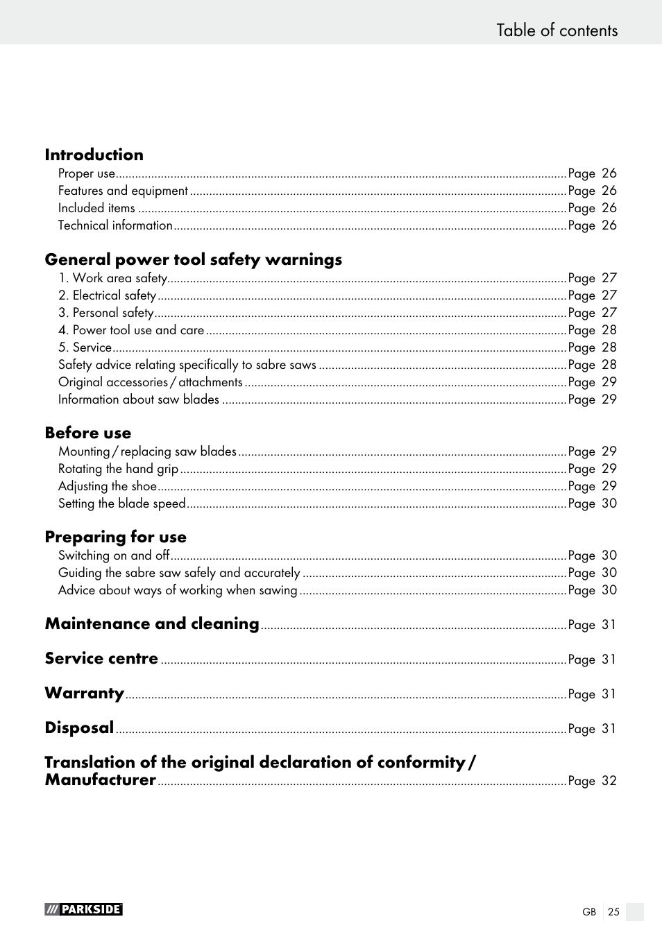 Parkside PFS 710 B1 User Manual | Page 25 / 33