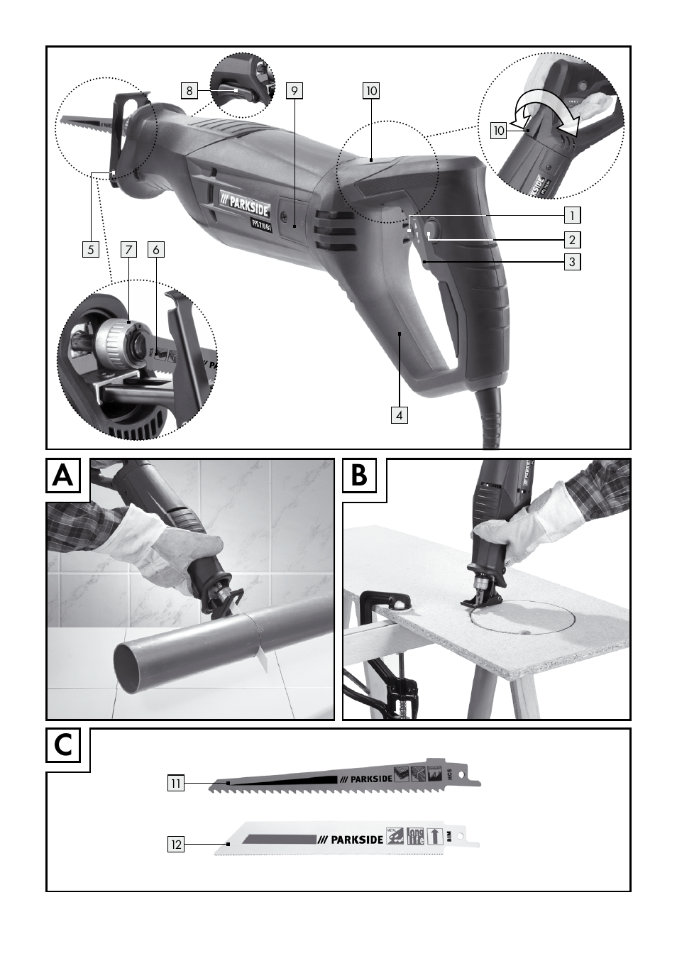 Ab c | Parkside PFS 710 B1 User Manual | Page 3 / 33