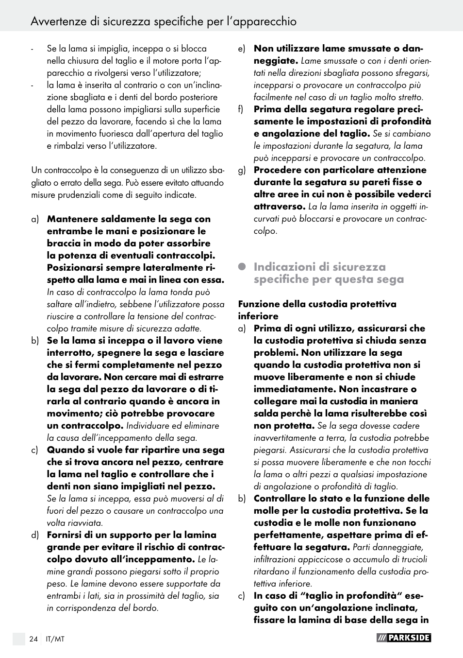 Parkside PTS 500 A1 User Manual | Page 24 / 72