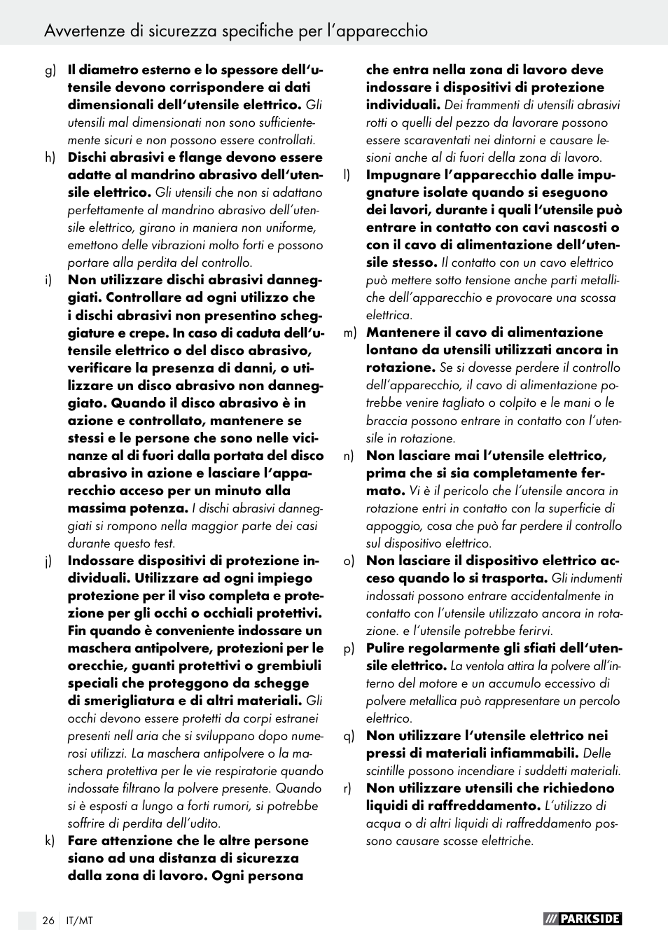 Parkside PTS 500 A1 User Manual | Page 26 / 72