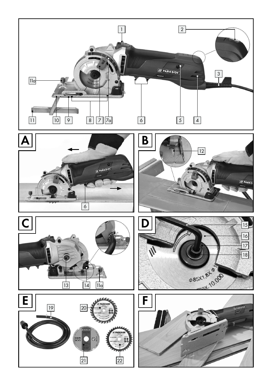 Parkside PTS 500 A1 User Manual | Page 3 / 72