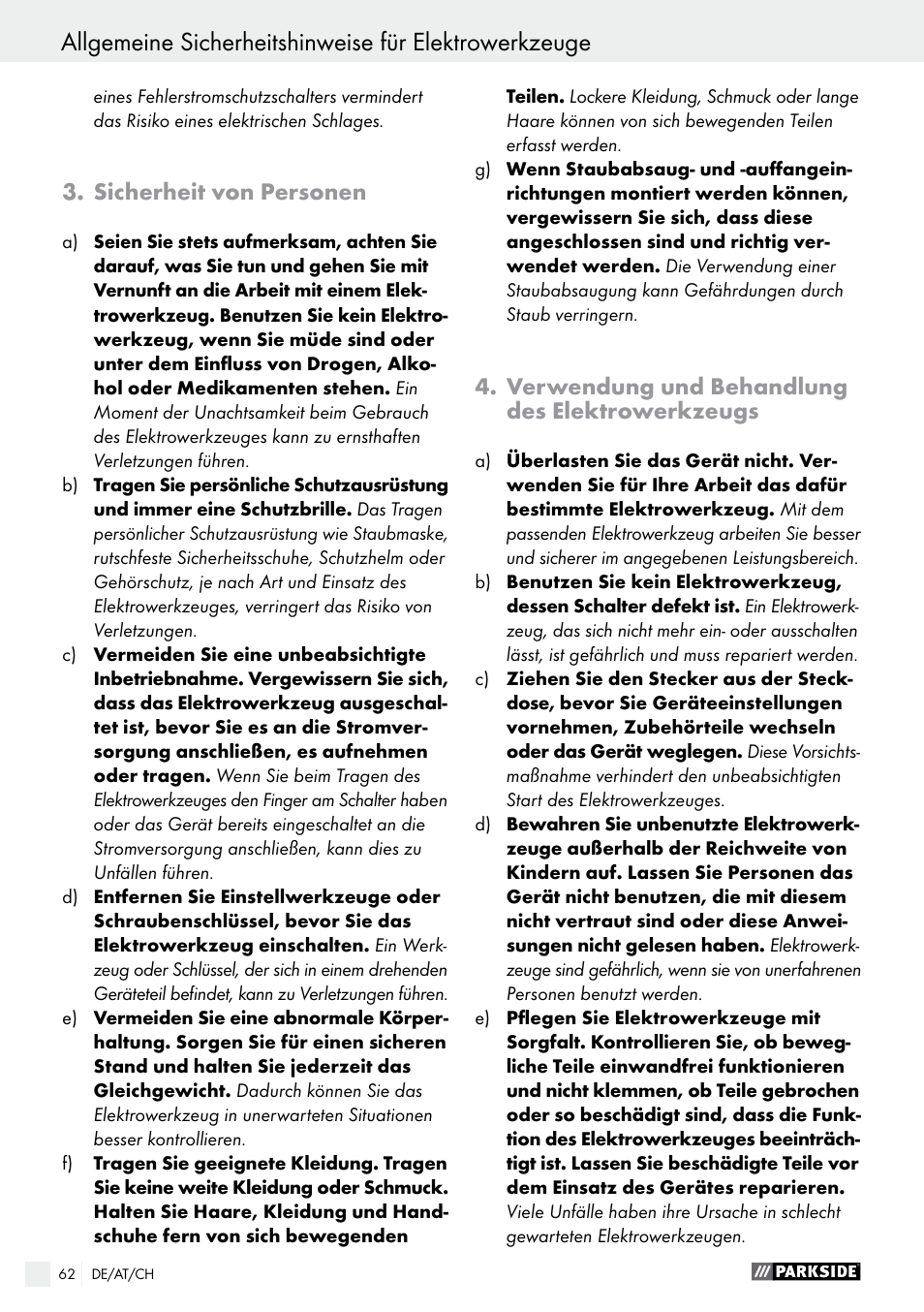 Parkside PTS 500 A1 User Manual | Page 62 / 72