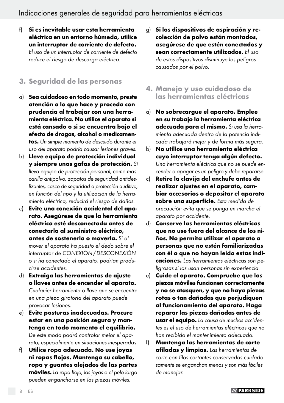Parkside PTS 500 A1 User Manual | Page 8 / 72