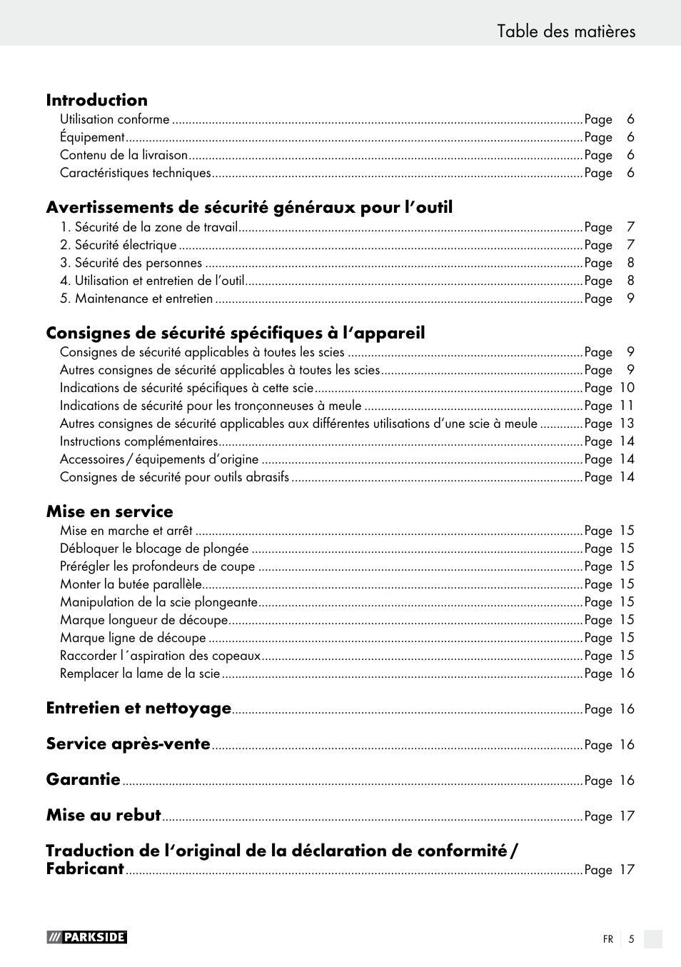 Parkside PTS 500 A1 User Manual | Page 5 / 45