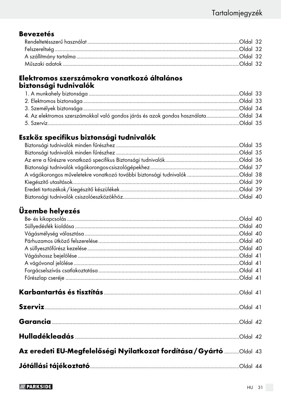 Parkside PTS 500 A1 User Manual | Page 31 / 86