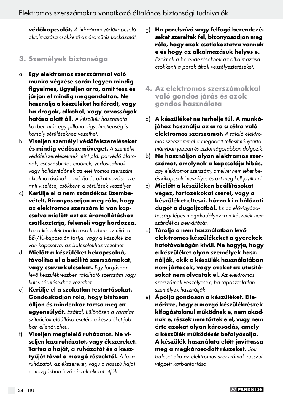 Parkside PTS 500 A1 User Manual | Page 34 / 86