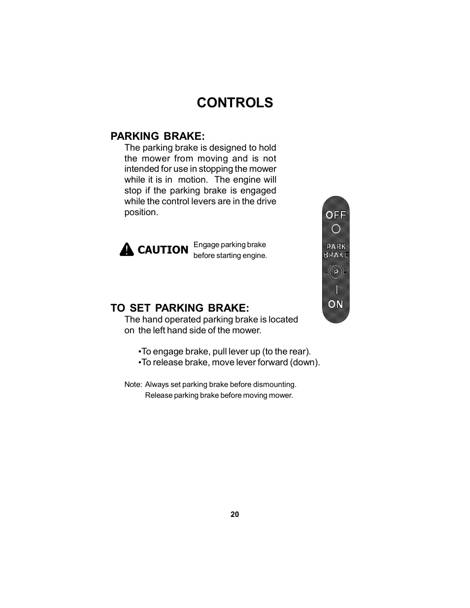 Controls | Dixon Black Bear User Manual | Page 20 / 52