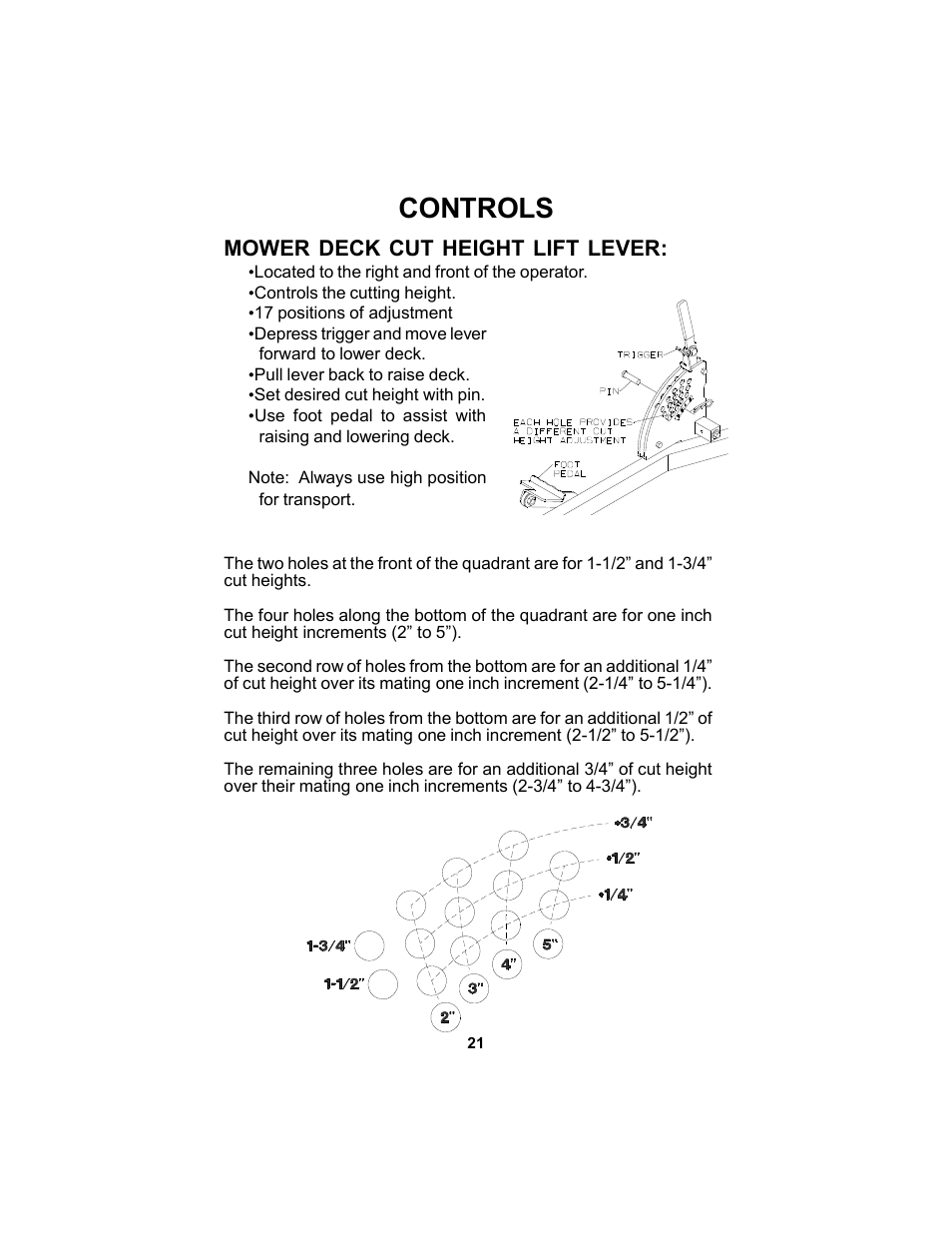 Controls | Dixon Black Bear User Manual | Page 21 / 52