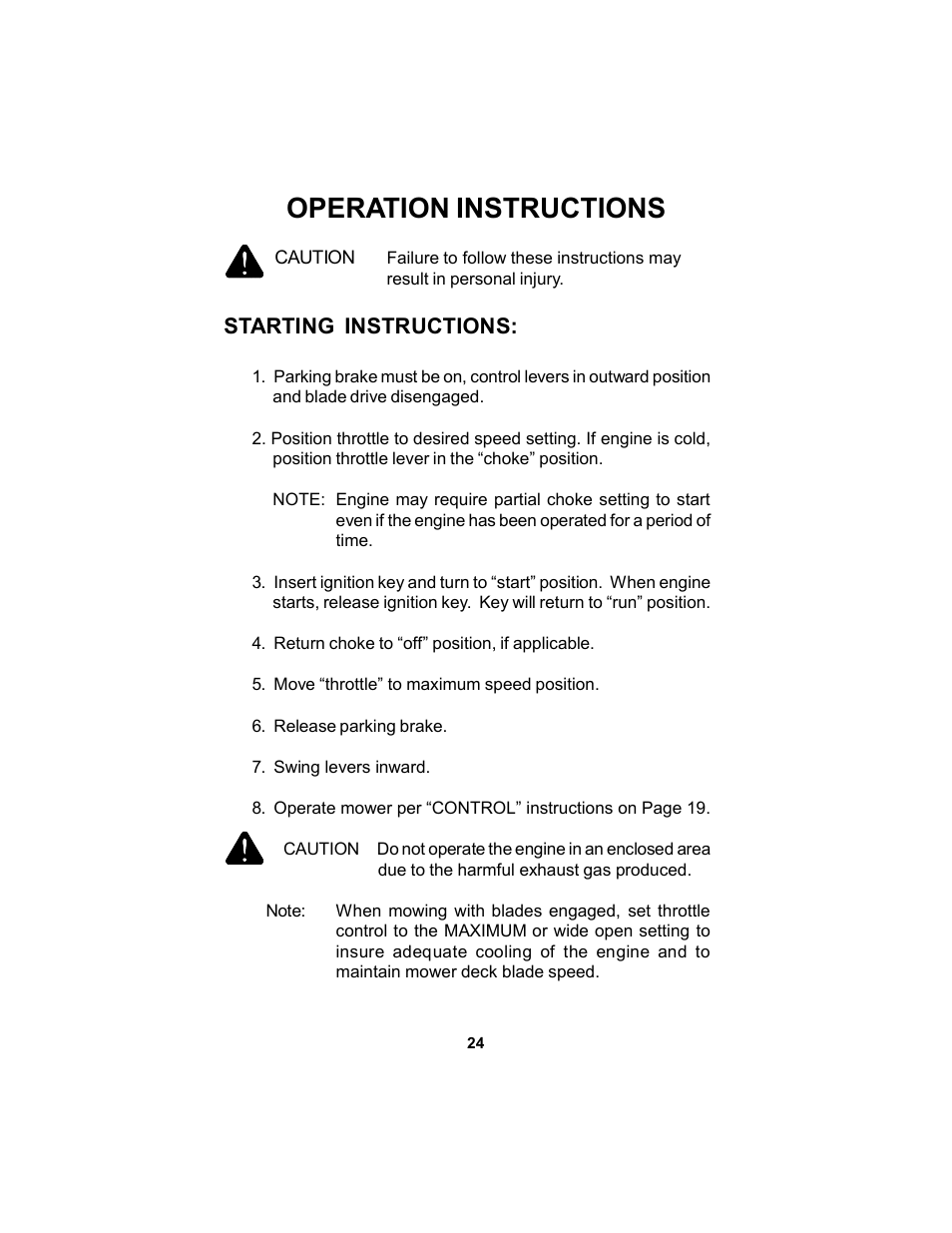 Operation instructions | Dixon Black Bear User Manual | Page 24 / 52