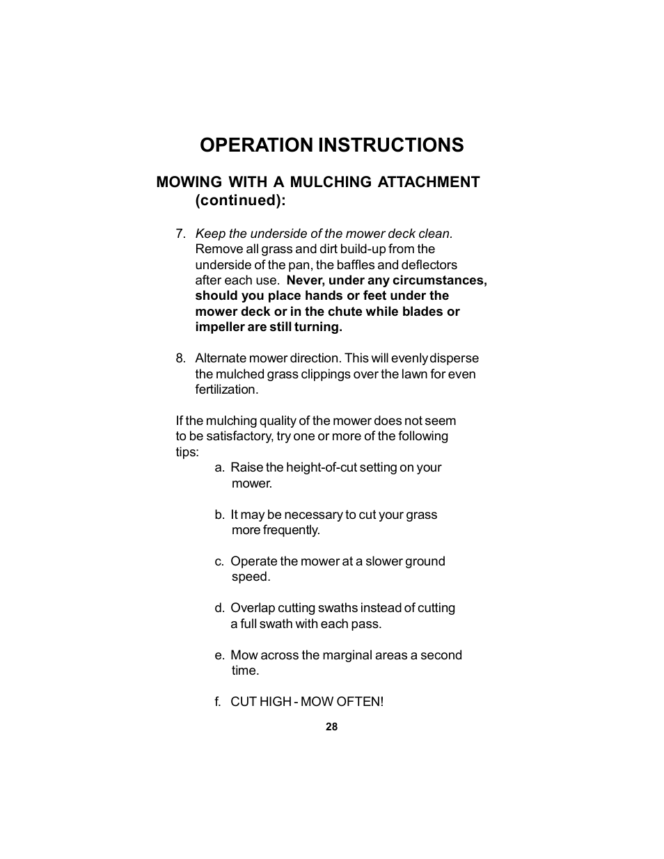 Operation instructions | Dixon Black Bear User Manual | Page 28 / 52