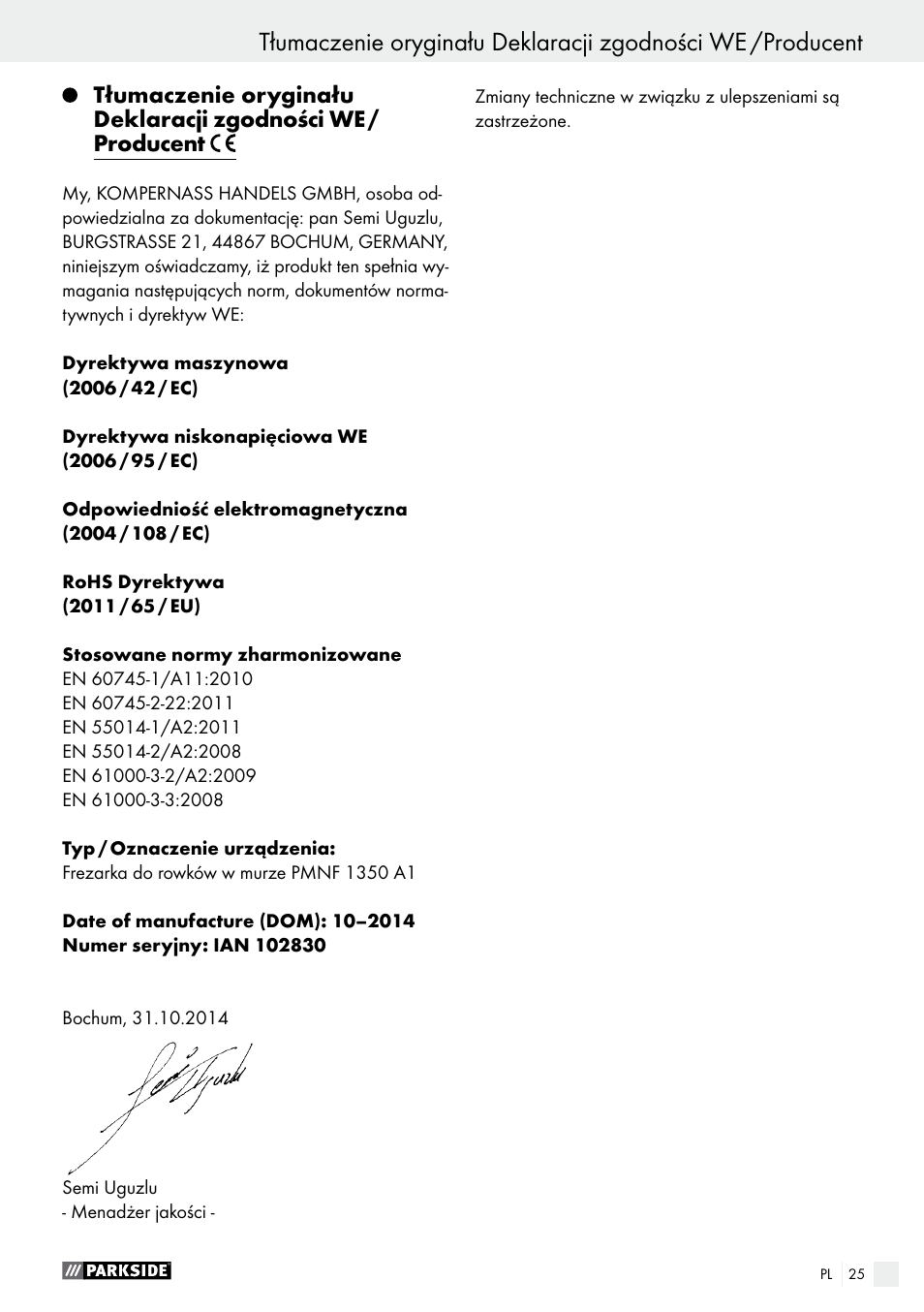 Parkside PMNF 1350 A1 User Manual | Page 25 / 79