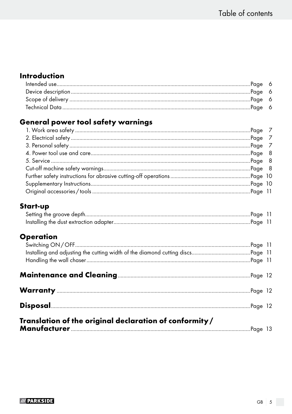 Parkside PMNF 1350 A1 User Manual | Page 5 / 79