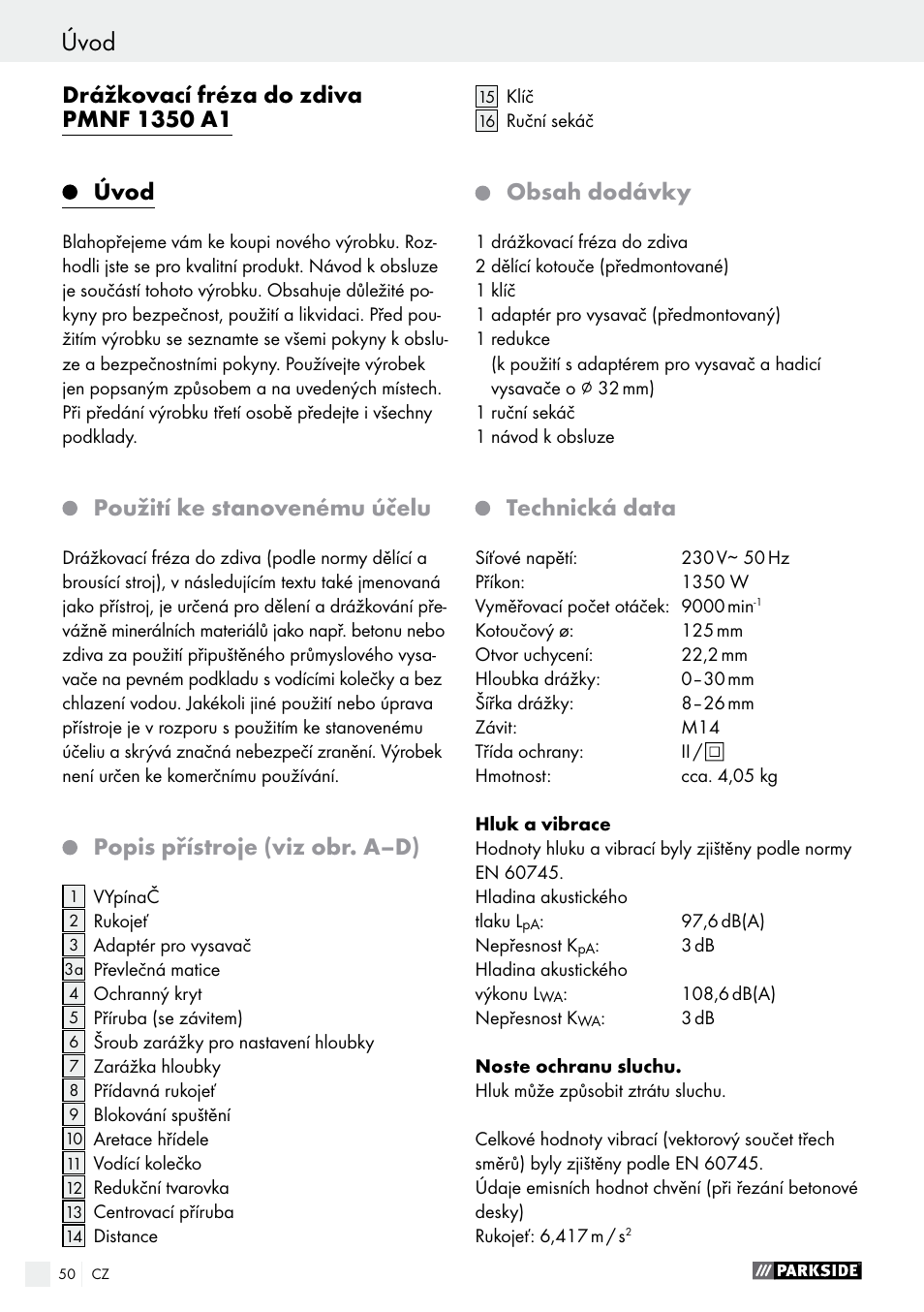 Parkside PMNF 1350 A1 User Manual | Page 50 / 79