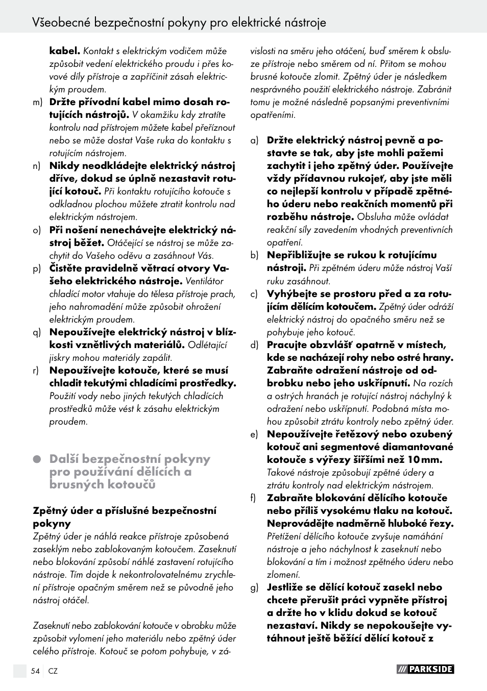 Parkside PMNF 1350 A1 User Manual | Page 54 / 79