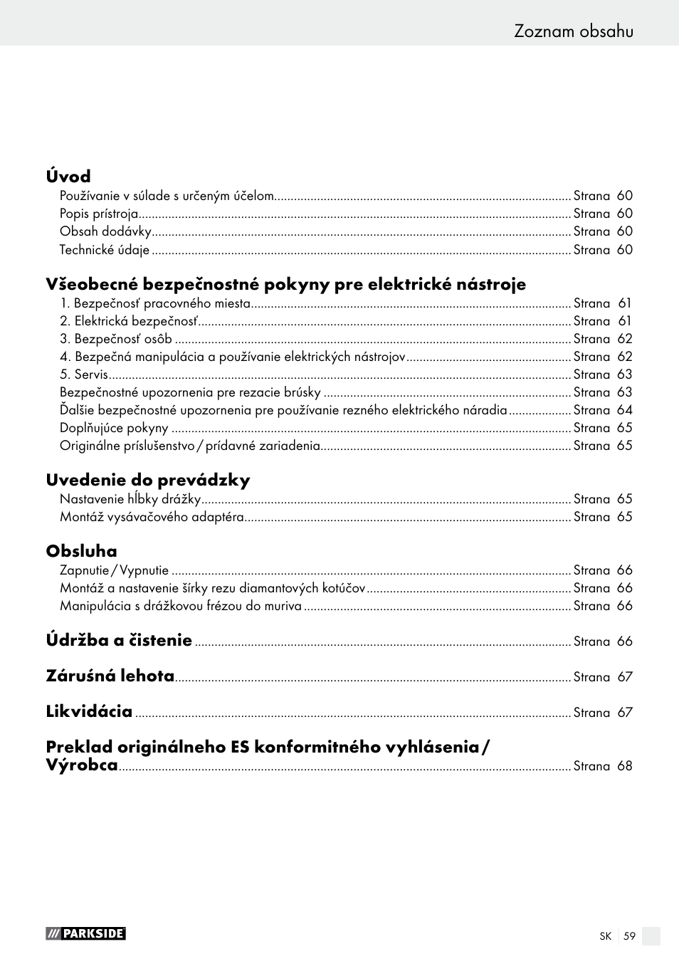 Parkside PMNF 1350 A1 User Manual | Page 59 / 79