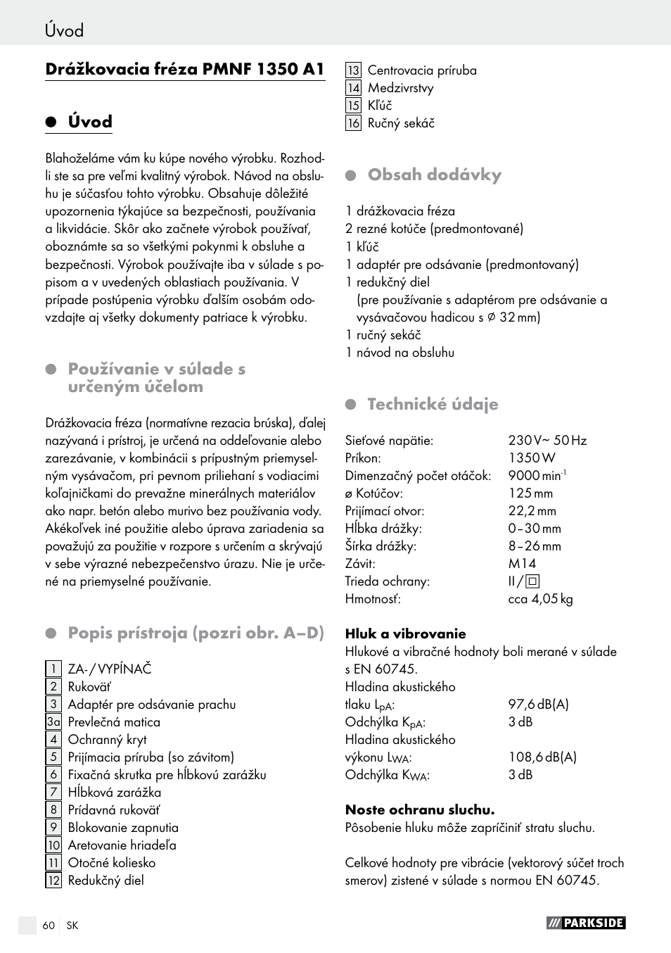 Parkside PMNF 1350 A1 User Manual | Page 60 / 79