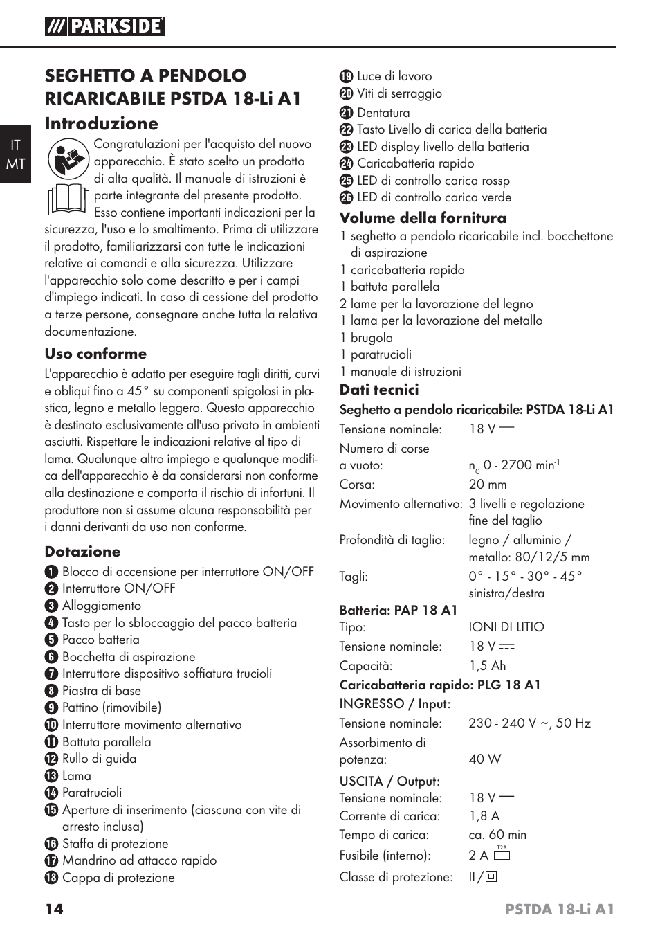 Parkside PSTDA 18-Li A1 User Manual | Page 18 / 65