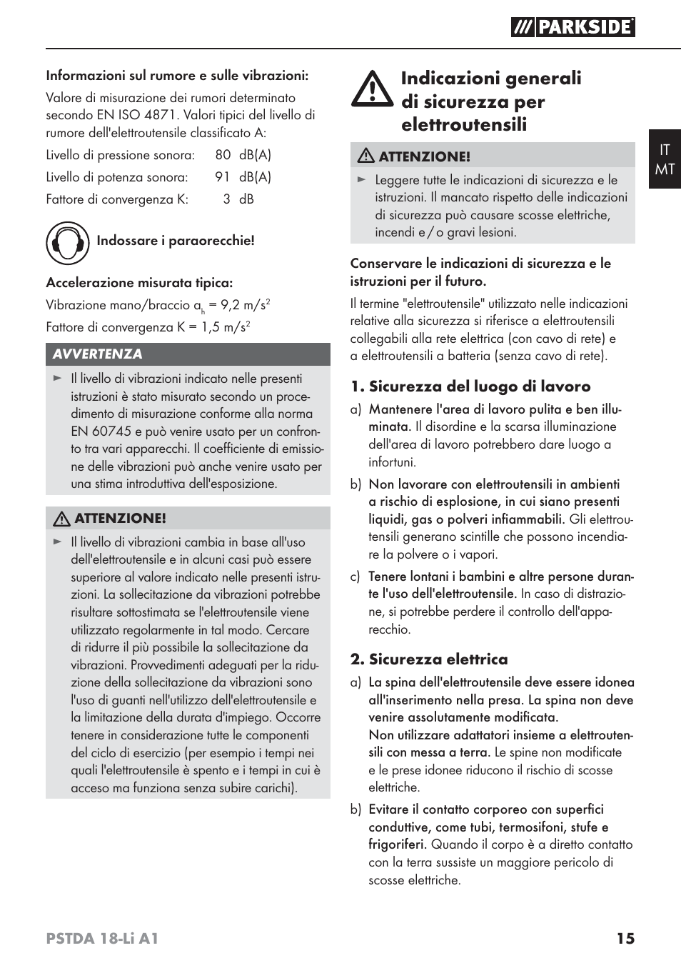 Parkside PSTDA 18-Li A1 User Manual | Page 19 / 65