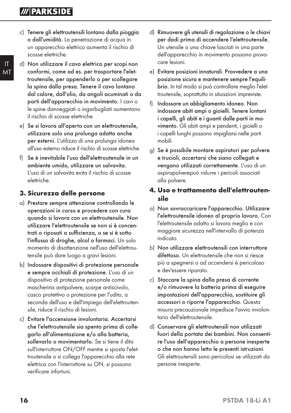 Parkside PSTDA 18-Li A1 User Manual | Page 20 / 65