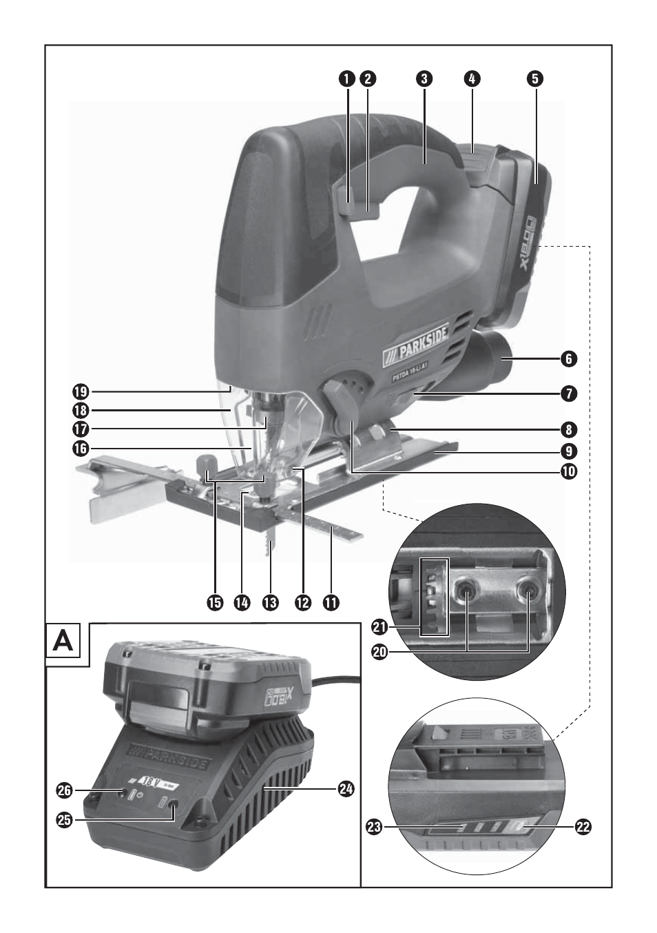 Parkside PSTDA 18-Li A1 User Manual | Page 3 / 65