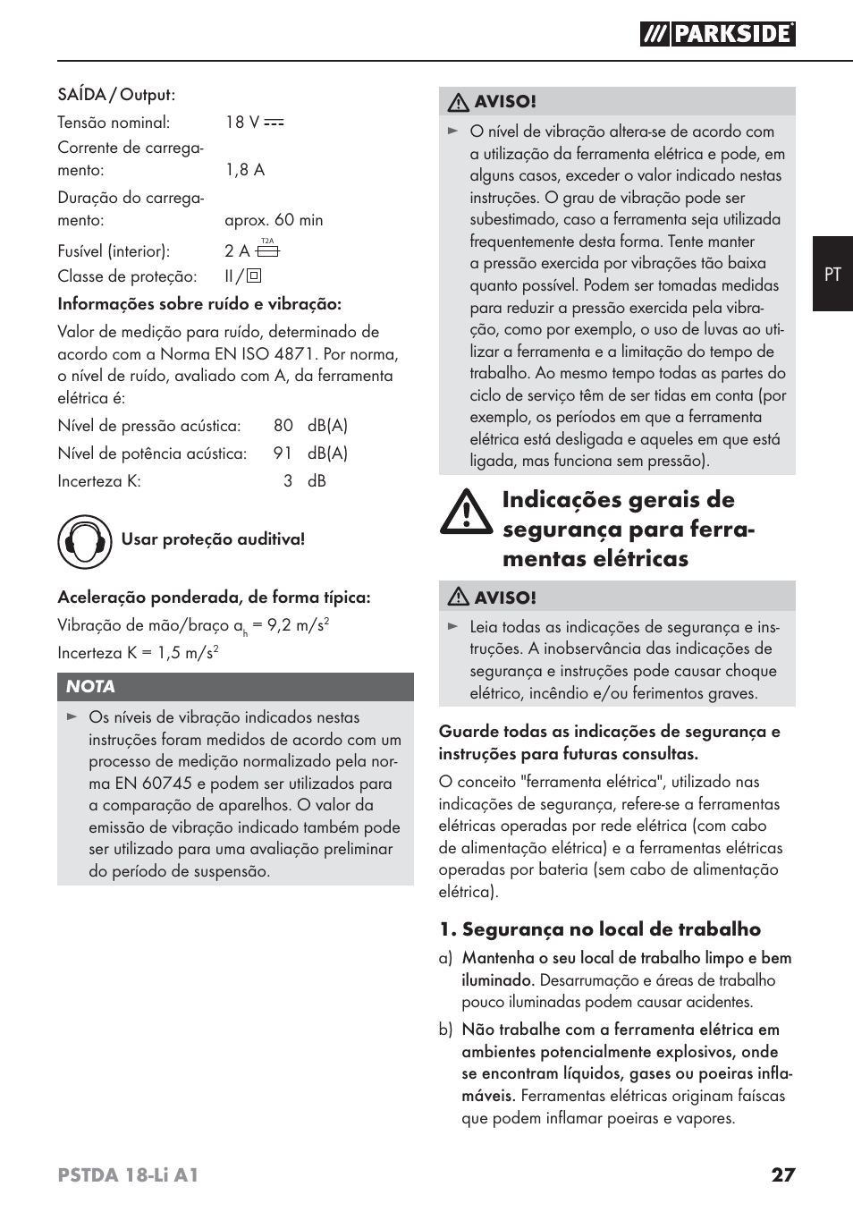 Parkside PSTDA 18-Li A1 User Manual | Page 31 / 65