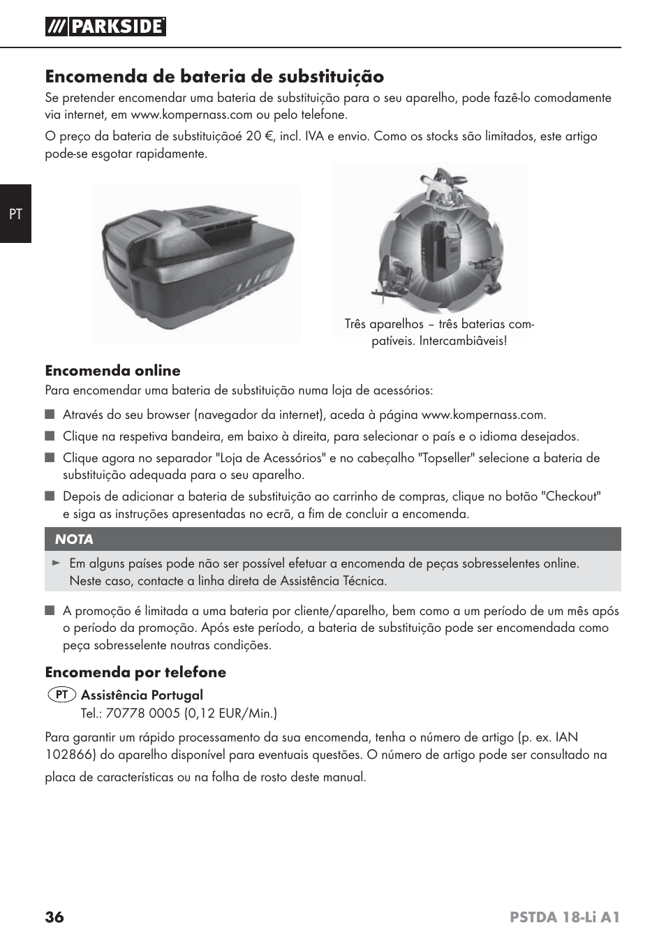 Encomenda de bateria de substituição | Parkside PSTDA 18-Li A1 User Manual | Page 40 / 65