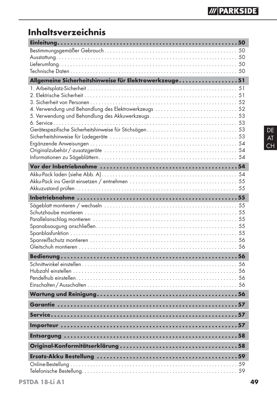 Parkside PSTDA 18-Li A1 User Manual | Page 53 / 65