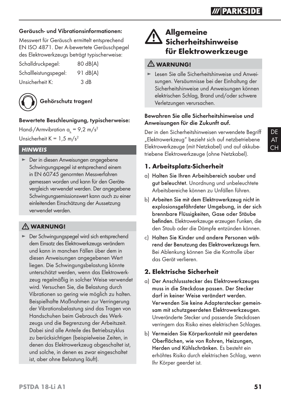 Parkside PSTDA 18-Li A1 User Manual | Page 55 / 65