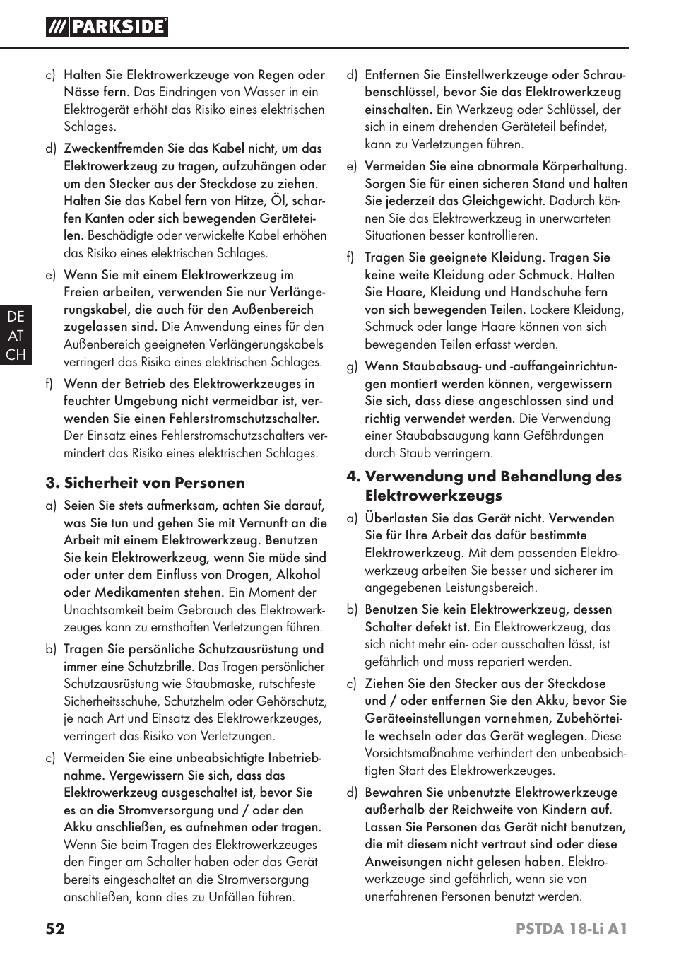Parkside PSTDA 18-Li A1 User Manual | Page 56 / 65