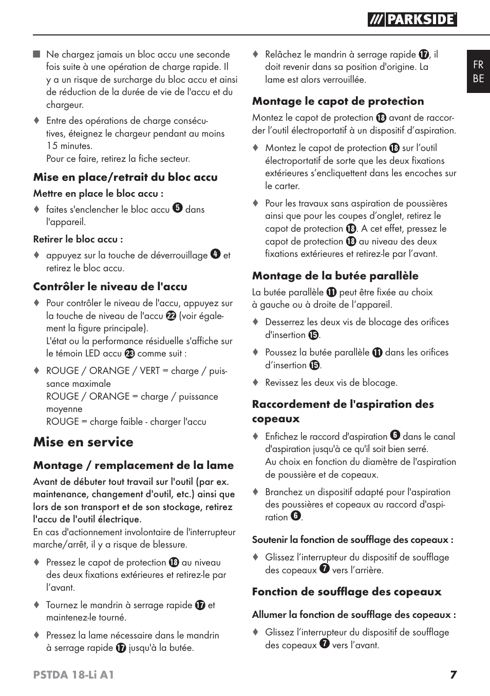 Mise en service | Parkside PSTDA 18-Li A1 User Manual | Page 11 / 41