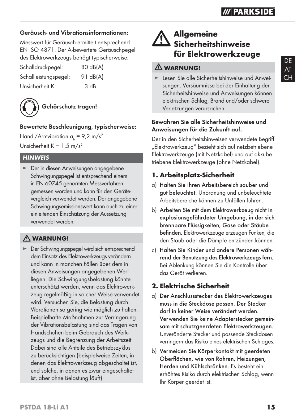 Parkside PSTDA 18-Li A1 User Manual | Page 19 / 41