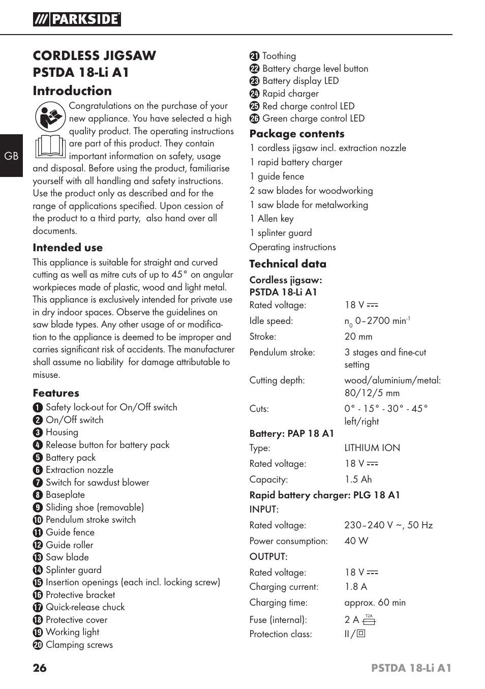 Cordless jigsaw pstda 18-li a1 introduction | Parkside PSTDA 18-Li A1 User Manual | Page 30 / 41