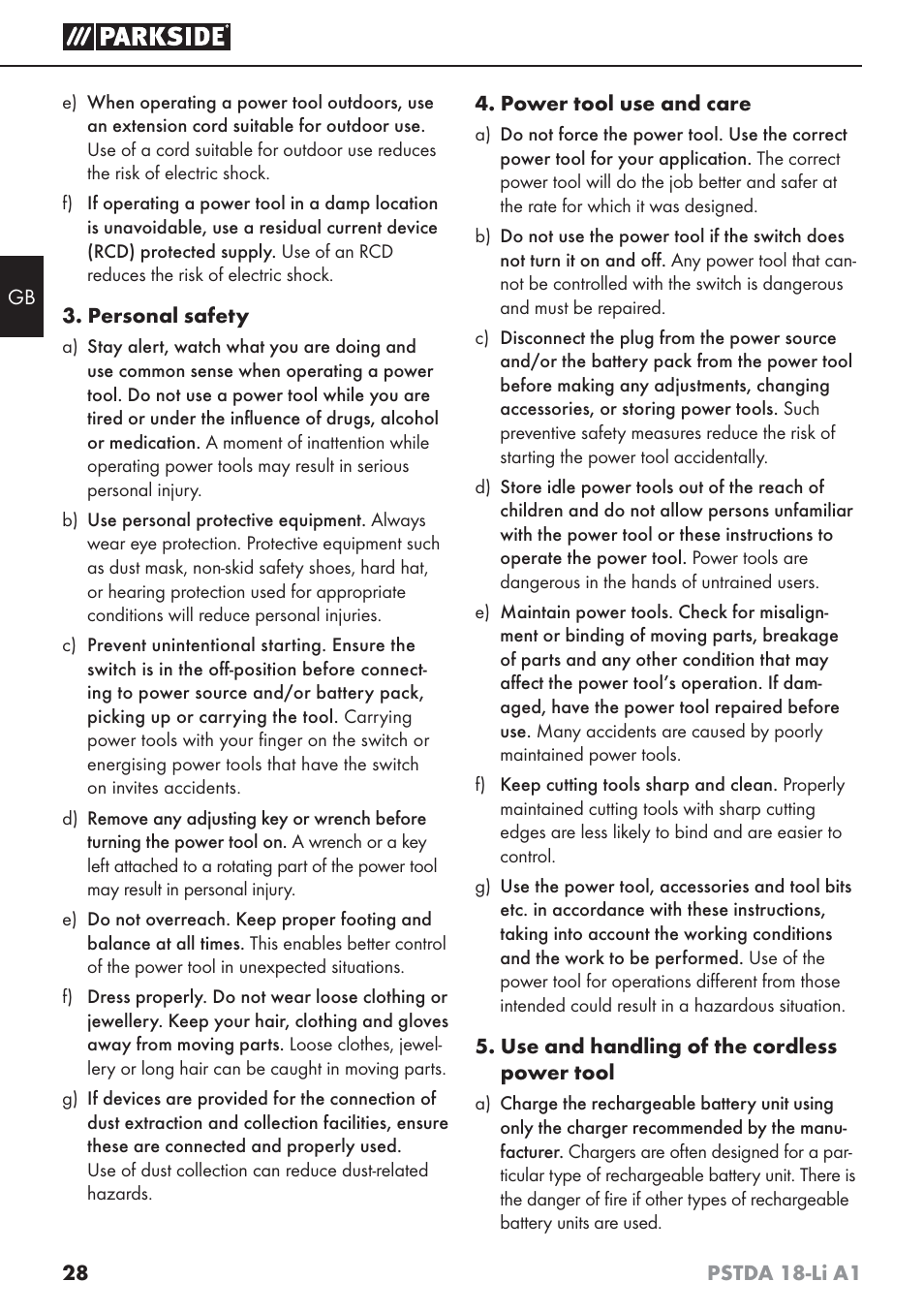 Parkside PSTDA 18-Li A1 User Manual | Page 32 / 41