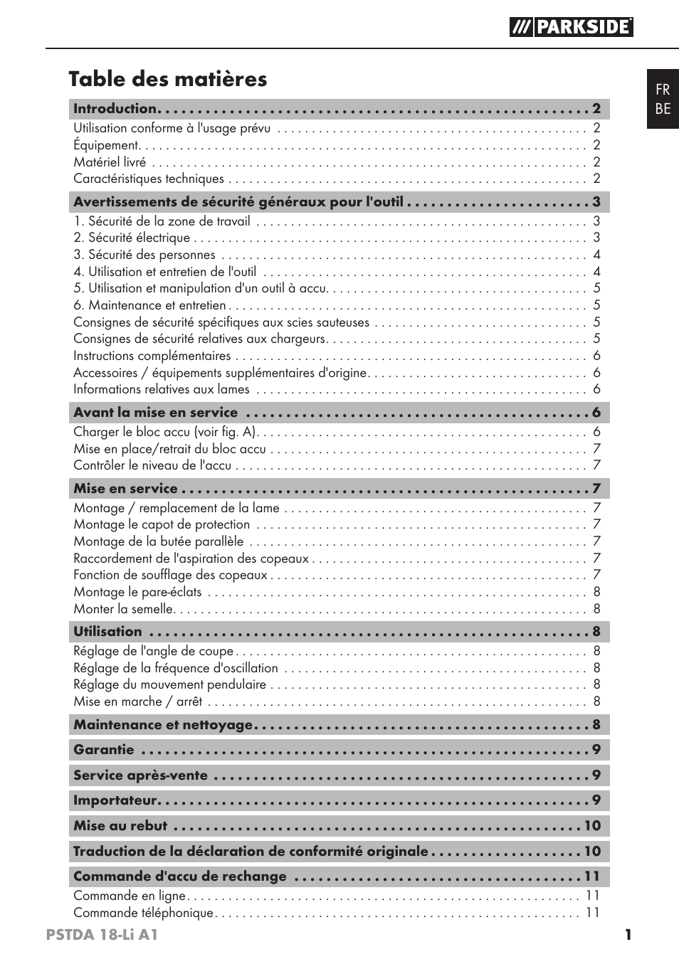 Parkside PSTDA 18-Li A1 User Manual | Page 5 / 41