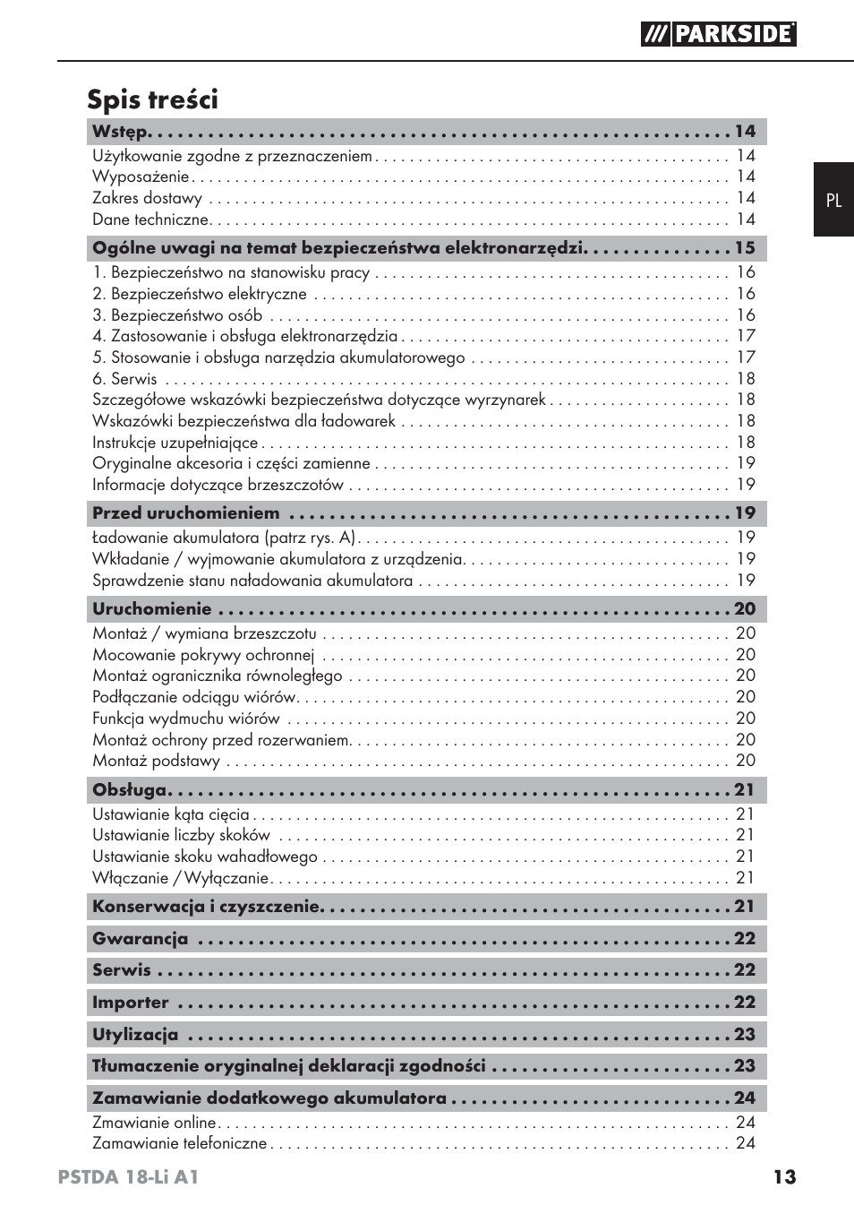 Parkside PSTDA 18-Li A1 User Manual | Page 17 / 89