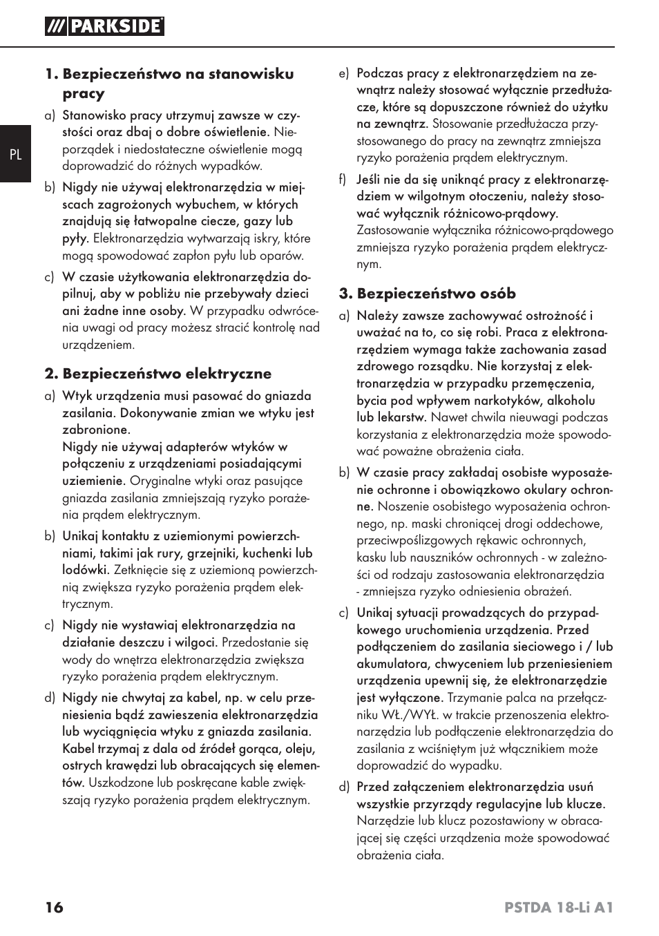 Parkside PSTDA 18-Li A1 User Manual | Page 20 / 89