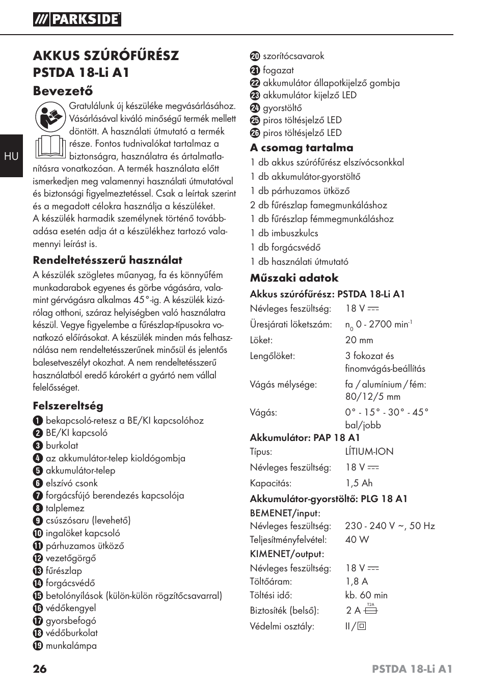 Akkus szúrófűrész pstda 18-li a1 bevezető | Parkside PSTDA 18-Li A1 User Manual | Page 30 / 89