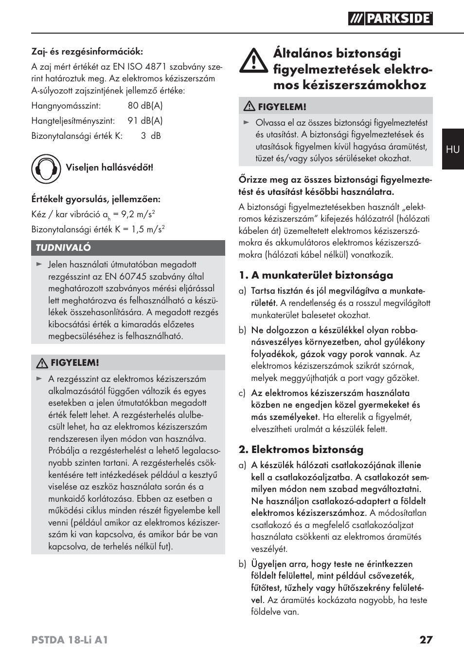 Parkside PSTDA 18-Li A1 User Manual | Page 31 / 89